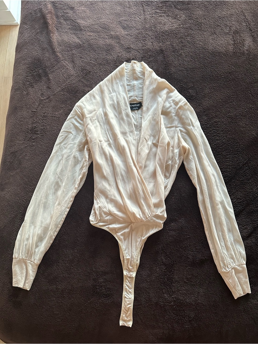 bebe Cream Wrap-Style Bodysuit